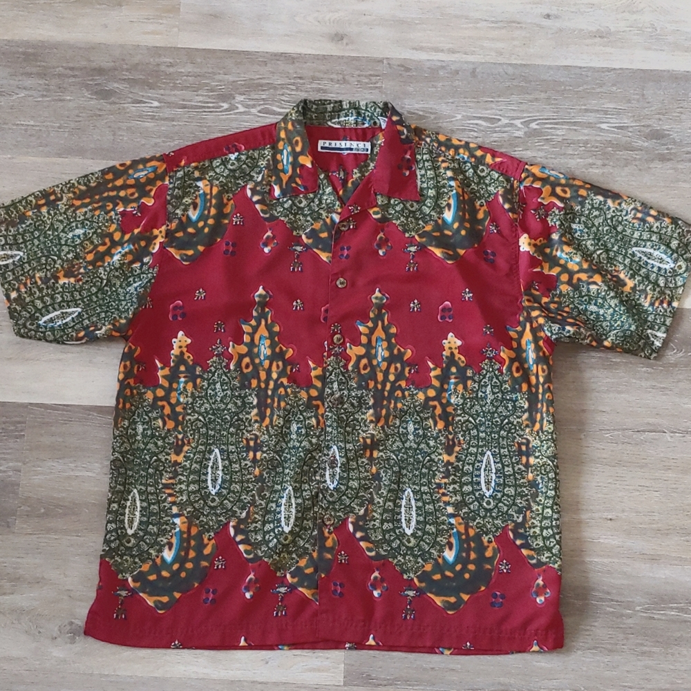 Vintage Presence Clothing Co 100% Polyester Button Down Shirt Size L